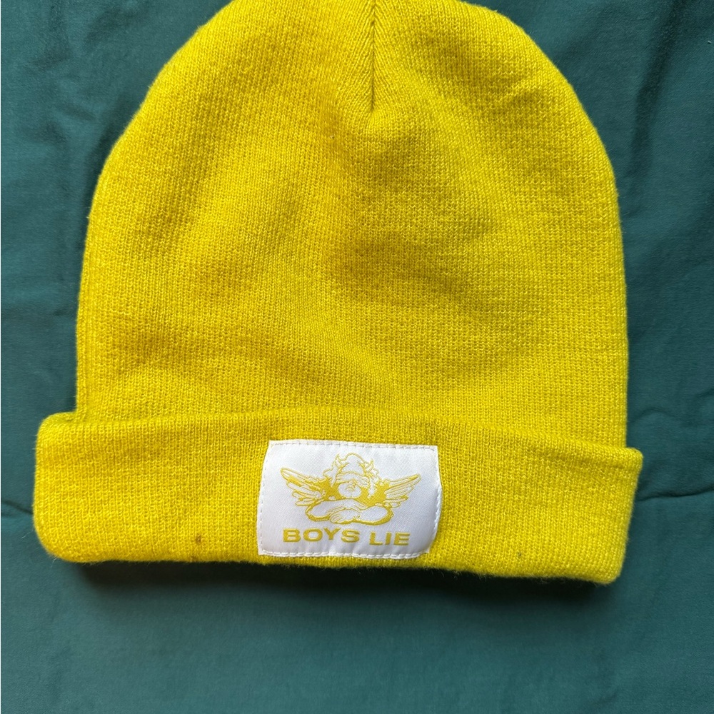 Boys Lie Yellow/Lime Green Knit Beanie Hat